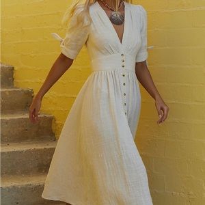 Free People Midi Gauzy Cotton Dress